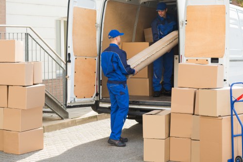 Removal van and moving boxes during house removals in Crystal Palace